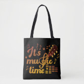 Het is muziektijd, gouden gitaar musical tote bag (Voorkant)