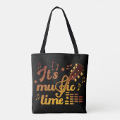 Het is muziektijd, gouden gitaar musical tote bag (Achterkant)