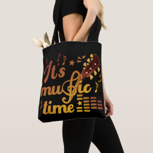Het is muziektijd, gouden gitaar musical tote bag