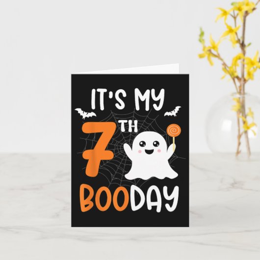 Het is My Boo Day Schattige Halloween 7th Birthday Kaart (Gele Bloem)