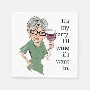 Het is My Party Cartoon Lady Servet