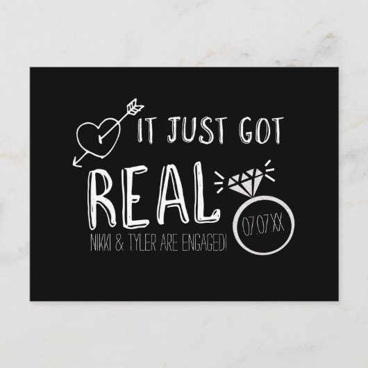 Het is net echt geworden Save the Date Verloving B Aankondigingskaart (Voorkant)