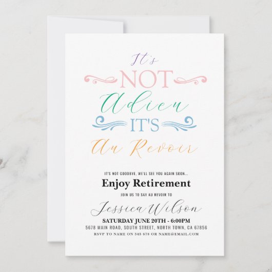 Het is niet Adieu Het is Au Revoir Retirement Part Kaart (Voorkant)