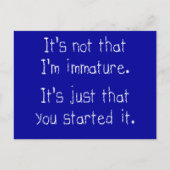 Het is niet dat ik onvolwassen ben briefkaart (Voorkant)