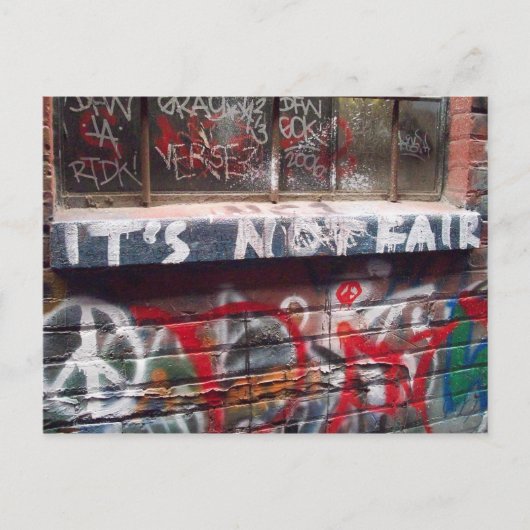 Het is niet eerlijk briefkaart (Voorkant)