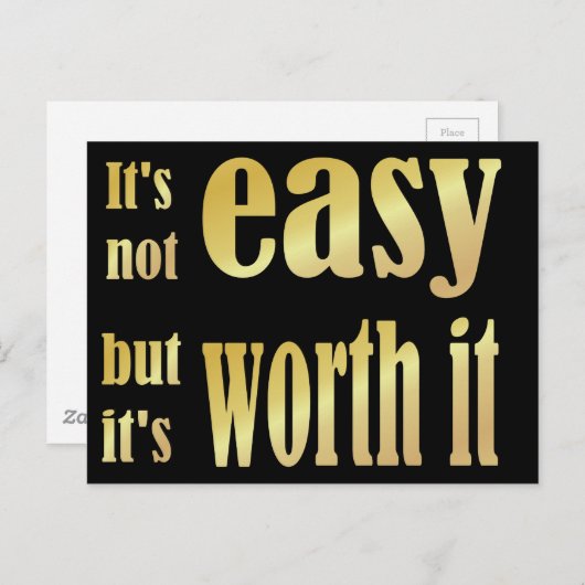 Het is niet gemakkelijk, maar het is het waard briefkaart (Voorkant / Achterkant)