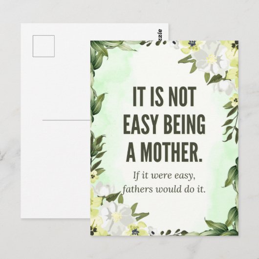 "Het is niet gemakkelijk om moeder te zijn" - The  Briefkaart (Voorkant / Achterkant)