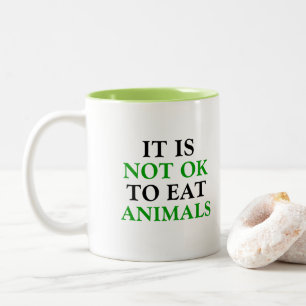 het is niet goed om dieren te eten vegan tweekleurige koffiemok