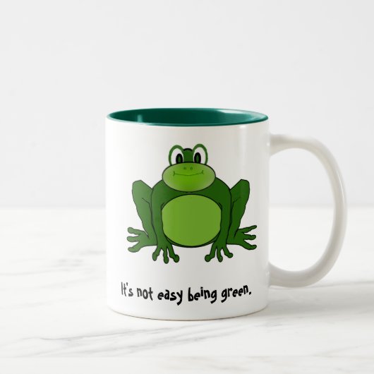 Het is niet makkelijk groen te zijn. -Mok Tweekleurige Koffiemok (Rechts)