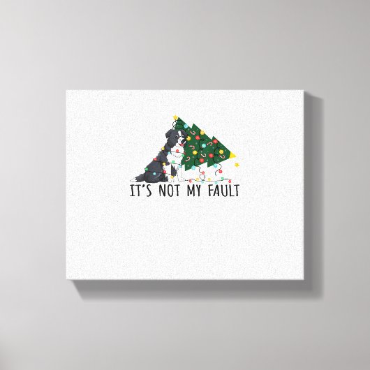 Het is niet mijn fout Kerstboom Border Collie Hond Canvas Afdruk (Voorkant)