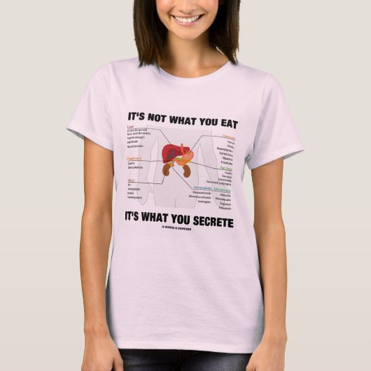 Het is niet wat je eet, het is wat je geheim houdt t-shirt (Voorkant)