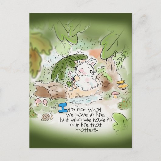 Het is niet wat we in het leven hebben briefkaart (Voorkant)