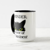 Het is niets van je werk! Zwarte kat Mok (Voorkant links)