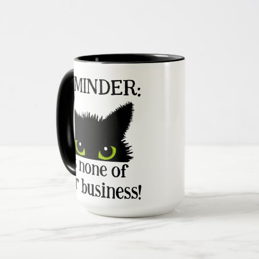 Het is niets van je werk! Zwarte kat Mok (Voorkant links)