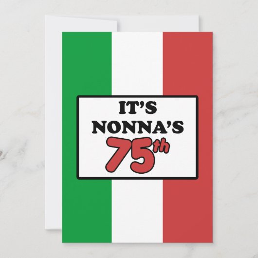 Het is Nonna's 75e verjaardag Italiaanse vlag Invi Kaart (Voorkant)