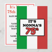 Het is Nonna's 75e verjaardag Italiaanse vlag Invi Kaart (Voorkant / Achterkant)