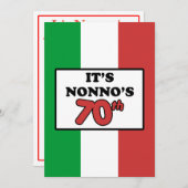 Het is Nonno's 70e verjaardag Italiaanse vlag Invi Kaart (Voorkant / Achterkant)