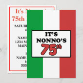 Het is Nonno's 75e verjaardag Italiaanse vlag Invi Kaart (Voorkant / Achterkant)