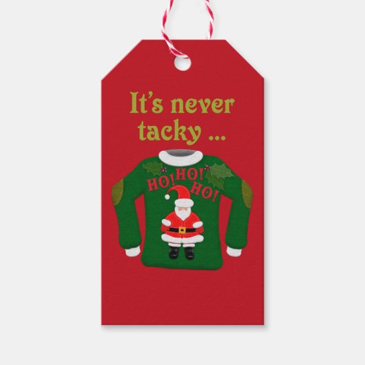 Het is nooit kitscherig schattige kerststicker cadeaulabel (Voorkant)