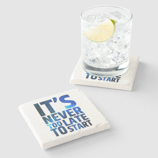 Het is nooit te laat om te beginnen stenen onderzetter (Zijkant)