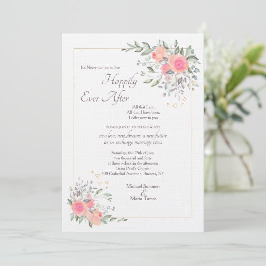 Het is nooit te laat uitnodigen voor tweede bruilo kaart (Staand voorkant)