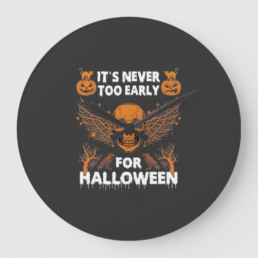 Het is nooit te vroeg Halloween Schedel Wingerd Wi Grote Klok (Voorkant)