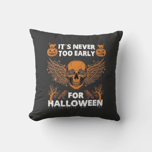 Het is nooit te vroeg Halloween Schedel Wingerd Wi Kussen (Voorkant)