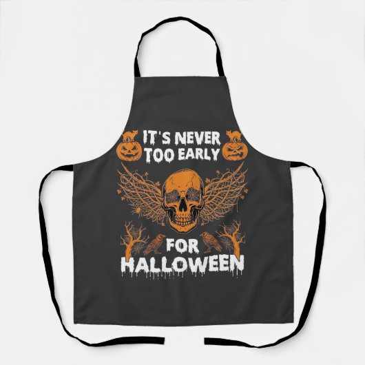 Het is nooit te vroeg Halloween Schedel Wingerd Wi Schort (Voorkant)