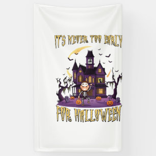 Het is nooit te vroeg Halloween Spokenhuis Skelet Spandoek