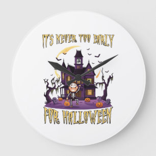 Het is nooit te vroeg Halloween spookhuis skelet Grote Klok