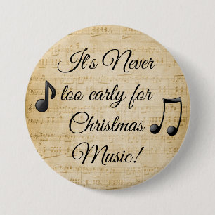Het is nooit te vroeg voor de kerstmuziekButton Ronde Button 7,6 Cm