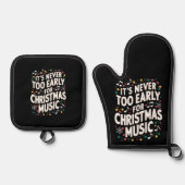 Het is nooit te vroeg voor kerstmuzikant ovenwant & pannenlap set (Voorkant)