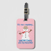Het is NOw Mystery Detective Snowman Pink Bagagelabel (Voorkant (verticaal))