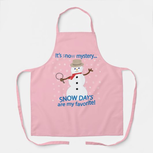 Het is NOw Mystery Detective Snowman Pink Schort (Voorkant)