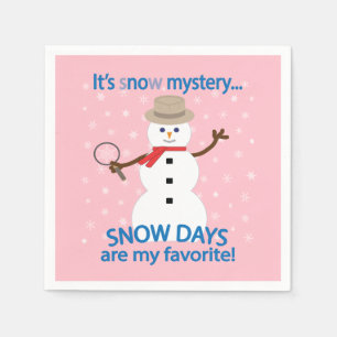 Het is NOw Mystery Detective Snowman Pink Servet