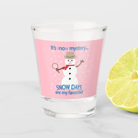 Het is NOw Mystery Detective Snowman Pink Shot Glas (Voorkant)