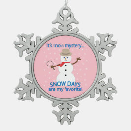 Het is NOw Mystery Detective Snowman Pink Tin Sneeuwvlok Ornament