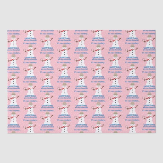 Het is NOw Mystery Detective Snowman Pink Tissuepapier (Voorkant)