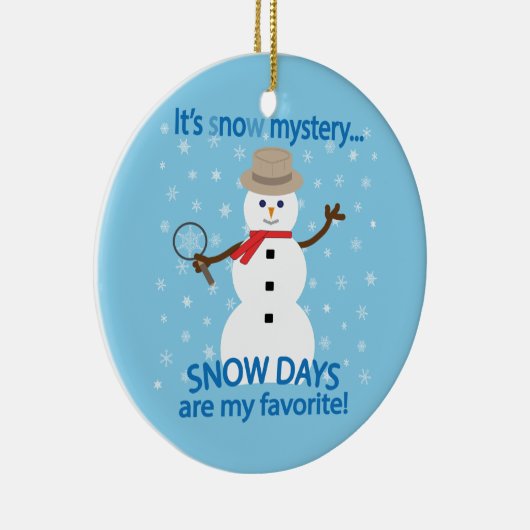 Het is NU Mystery Detective Snowman Blue Keramisch Ornament (Rechts)