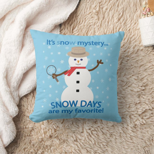 Het is NU Mystery Detective Snowman Blue Kussen (Deken)