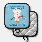 Het is NU Mystery Detective Snowman Blue Pannenlap (Voorkant / Achterkant)