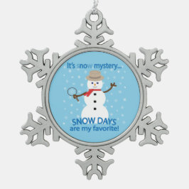 Het is NU Mystery Detective Snowman Blue Tin Sneeuwvlok Ornament