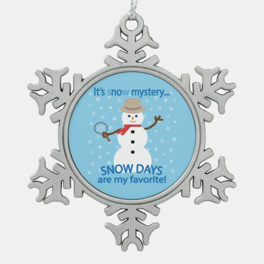 Het is NU Mystery Detective Snowman Blue Tin Sneeuwvlok Ornament (Voorkant)