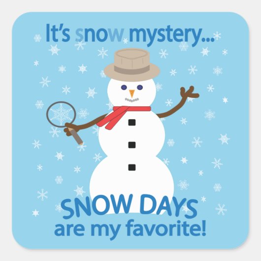 Het is NU Mystery Detective Snowman Blue Vierkante Sticker (Voorkant)