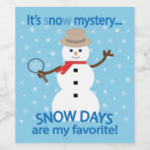 Het is NU Mystery Detective Snowman Blue Wijn Etiket (Enkel label)