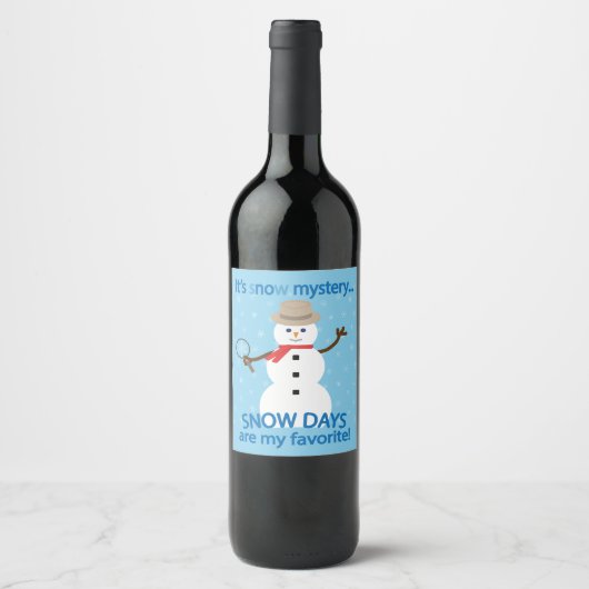 Het is NU Mystery Detective Snowman Blue Wijn Etiket (Voorkant)