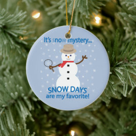 Het is NU Mystery Detective Snowman Keramisch Ornament