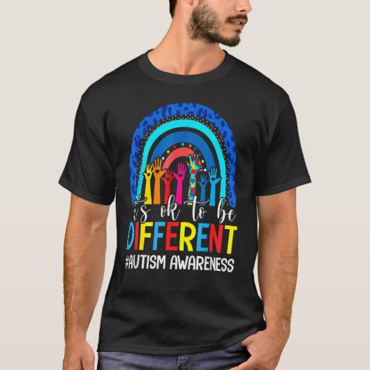 Het is O K to be Di Fferent Autism Awareness L Eop T-shirt (Voorkant)