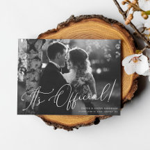 Het is officieel! Chic script huwelijksfoto elopem