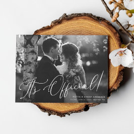 Het is officieel! Chic script huwelijksfoto elopem Kaart